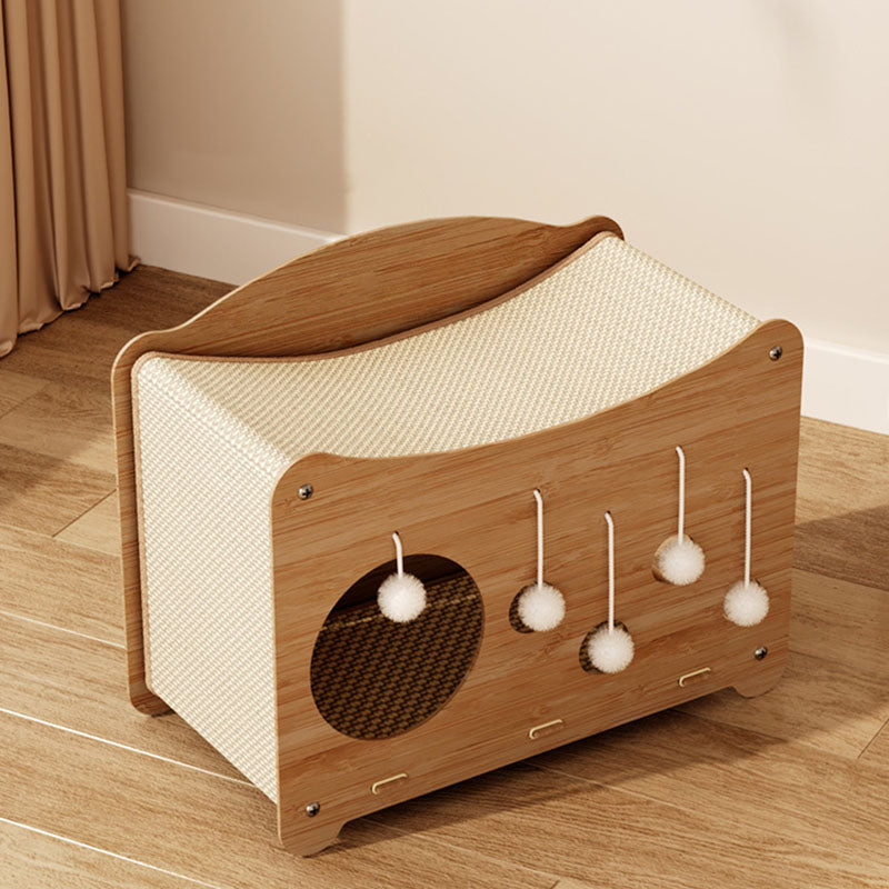 Lit pour chat intégré rectangulaire ondulé contemporain en sisal et MDF à 2 niveaux pour salon et balcon 