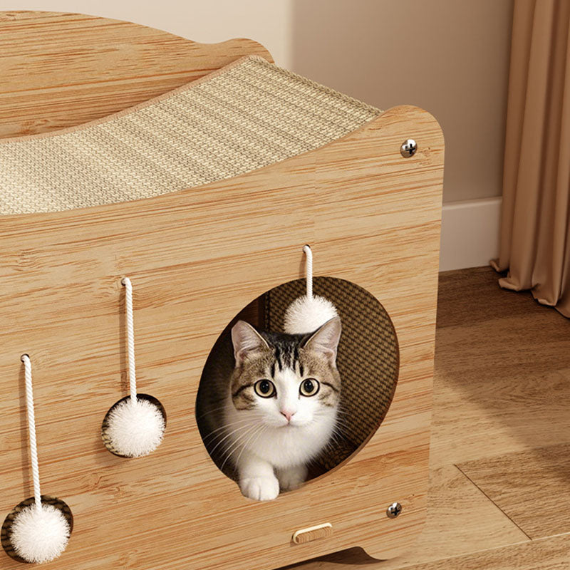 Lit pour chat intégré rectangulaire ondulé contemporain en sisal et MDF à 2 niveaux pour salon et balcon 