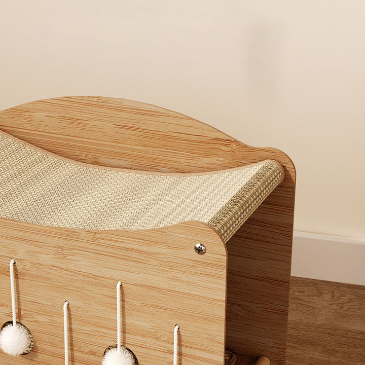 Lit pour chat intégré rectangulaire ondulé contemporain en sisal et MDF à 2 niveaux pour salon et balcon 