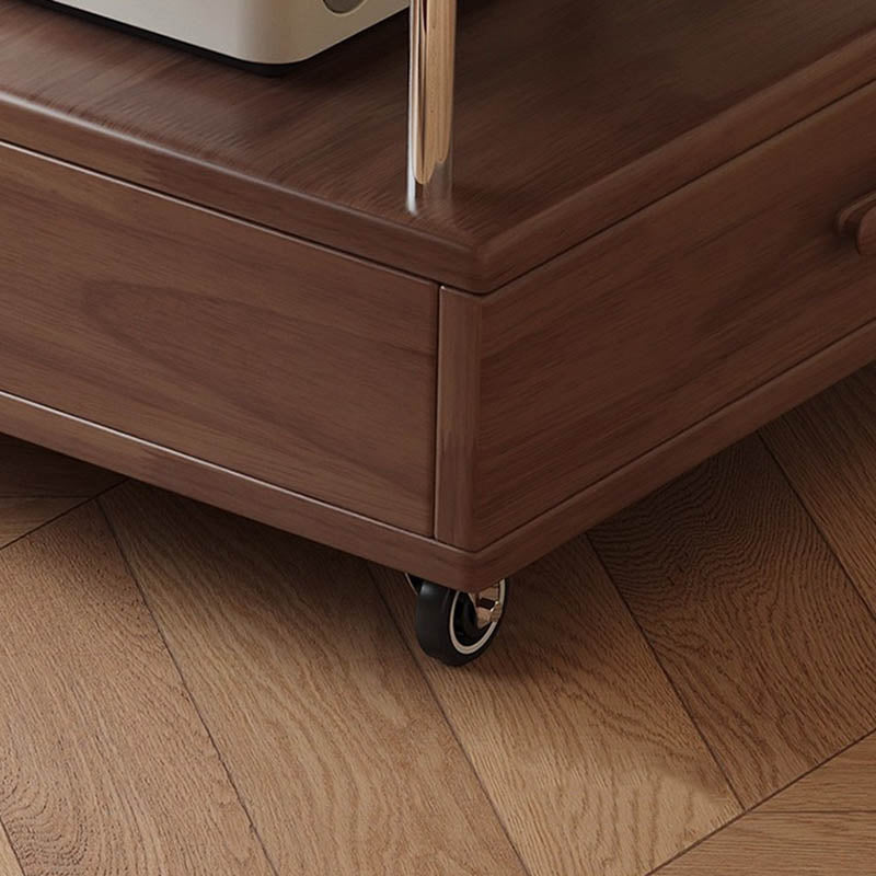 Moderner minimalistischer rechteckiger Massivholz-Ökoboard-Glas-Edelstahl-Beweglicher ausziehbarer Beistelltisch mit 1 Schublade für das Wohnzimmer 