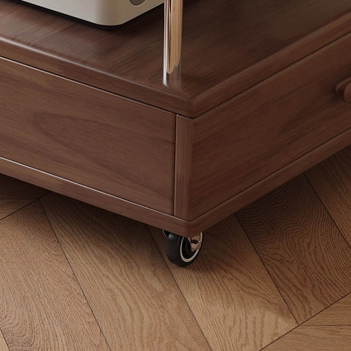Moderner minimalistischer rechteckiger Massivholz-Ökoboard-Glas-Edelstahl-Beweglicher ausziehbarer Beistelltisch mit 1 Schublade für das Wohnzimmer 