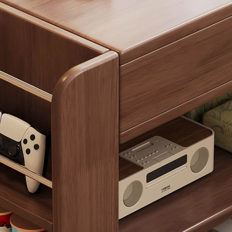 Moderner minimalistischer rechteckiger Massivholz-Ökoboard-Glas-Edelstahl-Beweglicher ausziehbarer Beistelltisch mit 1 Schublade für das Wohnzimmer 