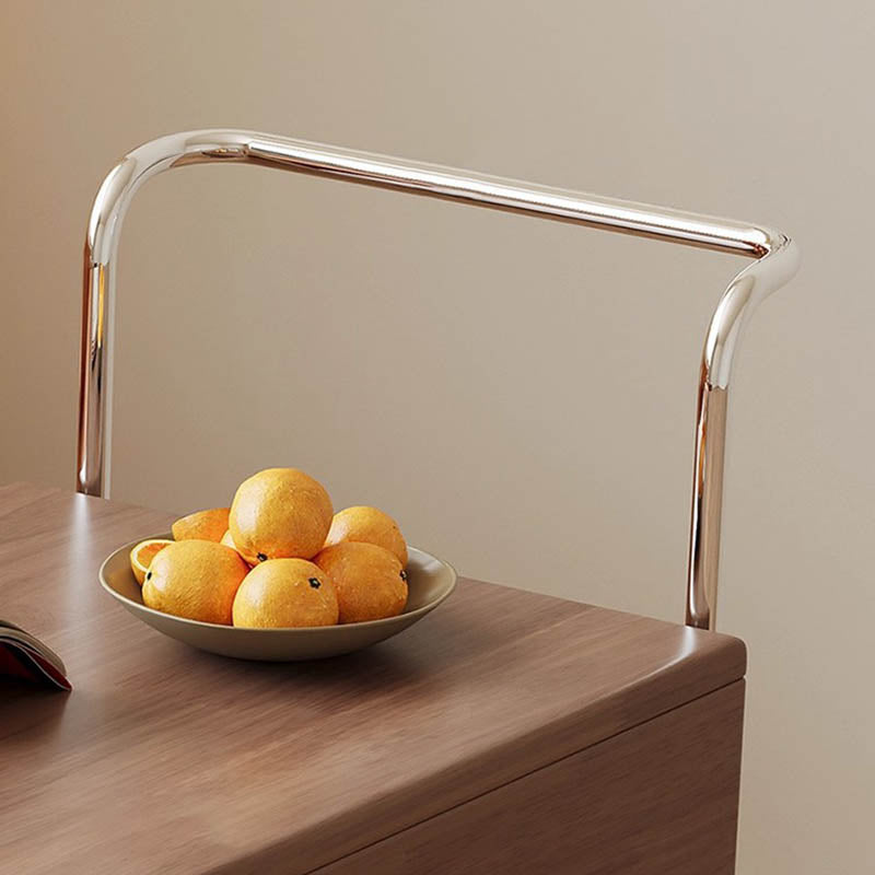 Moderner minimalistischer rechteckiger Massivholz-Ökoboard-Glas-Edelstahl-Beweglicher ausziehbarer Beistelltisch mit 1 Schublade für das Wohnzimmer 