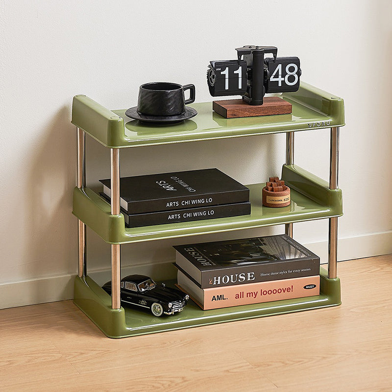 Étagère de rangement rectangulaire contemporaine en plastique PP et acier inoxydable, multicouche, à 2/3/4/5 niveaux, pour salon 