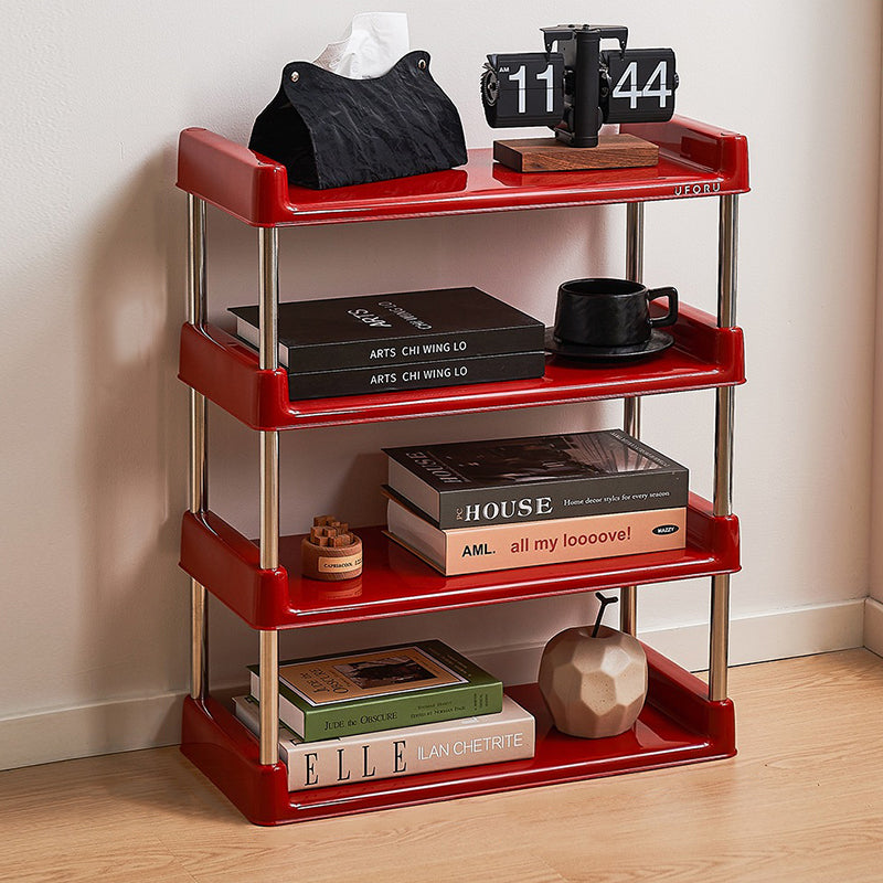 Étagère de rangement rectangulaire contemporaine en plastique PP et acier inoxydable, multicouche, à 2/3/4/5 niveaux, pour salon 