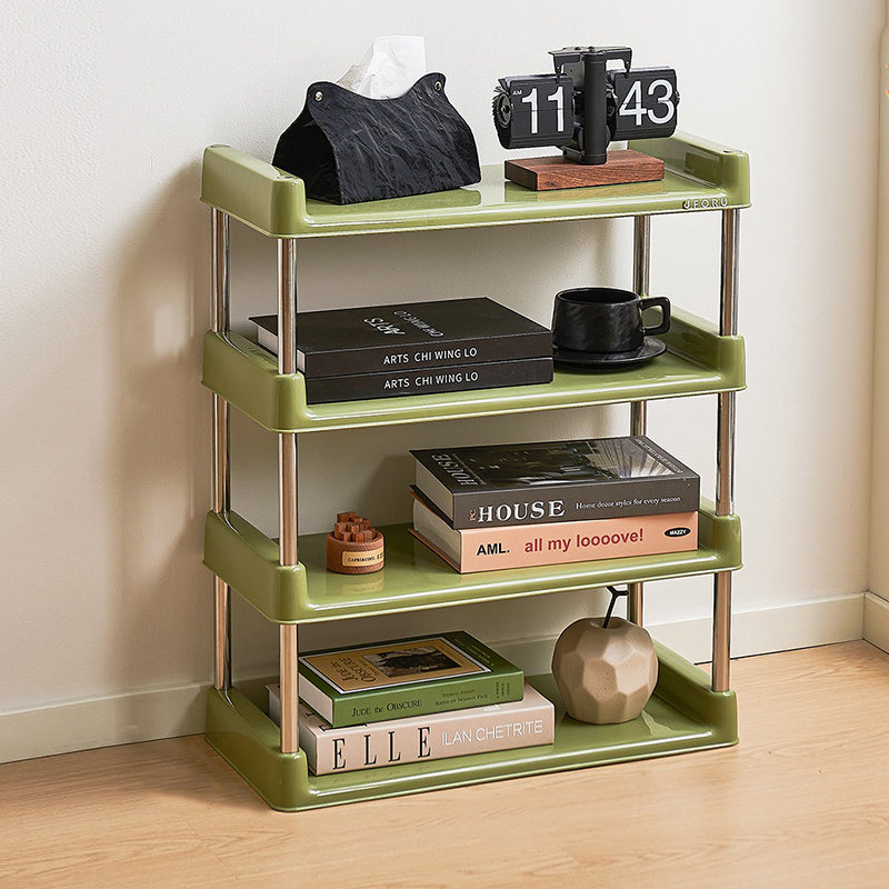 Étagère de rangement rectangulaire contemporaine en plastique PP et acier inoxydable, multicouche, à 2/3/4/5 niveaux, pour salon 
