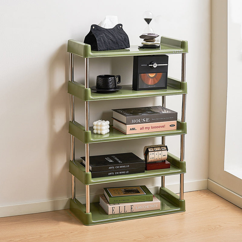 Étagère de rangement rectangulaire contemporaine en plastique PP et acier inoxydable, multicouche, à 2/3/4/5 niveaux, pour salon 