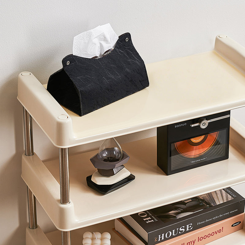 Étagère de rangement rectangulaire contemporaine en plastique PP et acier inoxydable, multicouche, à 2/3/4/5 niveaux, pour salon 