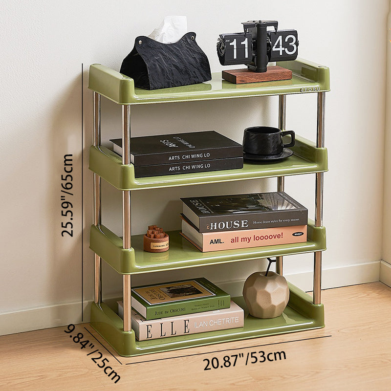 Étagère de rangement rectangulaire contemporaine en plastique PP et acier inoxydable, multicouche, à 2/3/4/5 niveaux, pour salon 