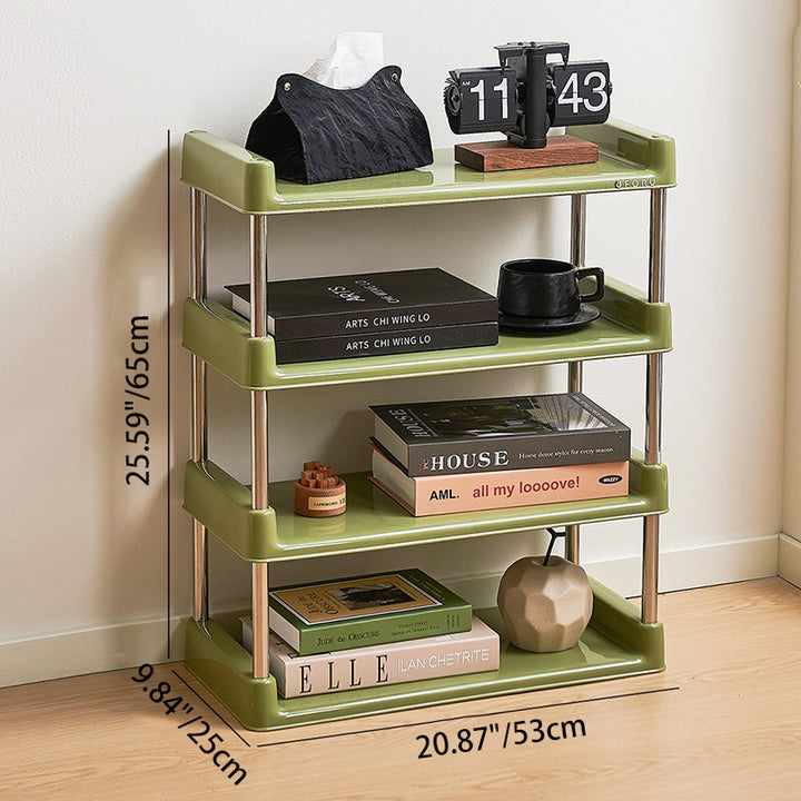 Étagère de rangement rectangulaire contemporaine en plastique PP et acier inoxydable, multicouche, à 2/3/4/5 niveaux, pour salon 