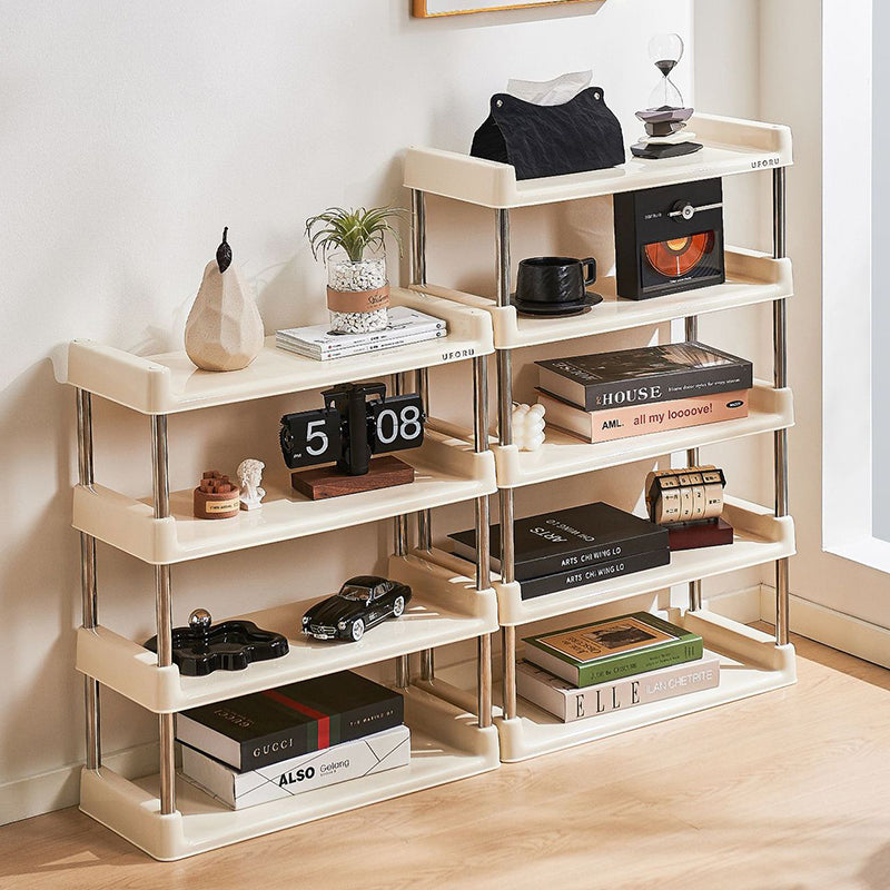 Étagère de rangement rectangulaire contemporaine en plastique PP et acier inoxydable, multicouche, à 2/3/4/5 niveaux, pour salon 
