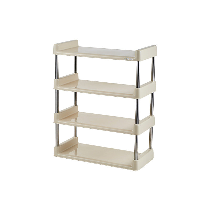 Étagère de rangement rectangulaire contemporaine en plastique PP et acier inoxydable, multicouche, à 2/3/4/5 niveaux, pour salon 