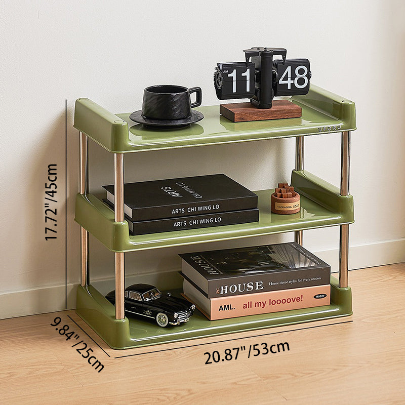 Étagère de rangement rectangulaire contemporaine en plastique PP et acier inoxydable, multicouche, à 2/3/4/5 niveaux, pour salon 
