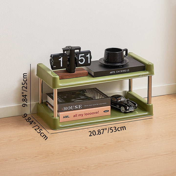 Étagère de rangement rectangulaire contemporaine en plastique PP et acier inoxydable, multicouche, à 2/3/4/5 niveaux, pour salon 