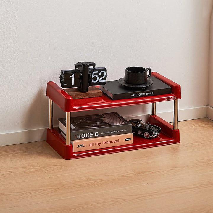 Étagère de rangement rectangulaire contemporaine en plastique PP et acier inoxydable, multicouche, à 2/3/4/5 niveaux, pour salon 