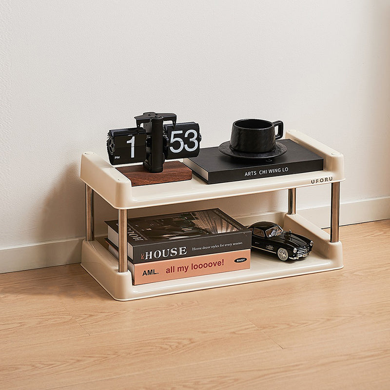 Étagère de rangement rectangulaire contemporaine en plastique PP et acier inoxydable, multicouche, à 2/3/4/5 niveaux, pour salon 