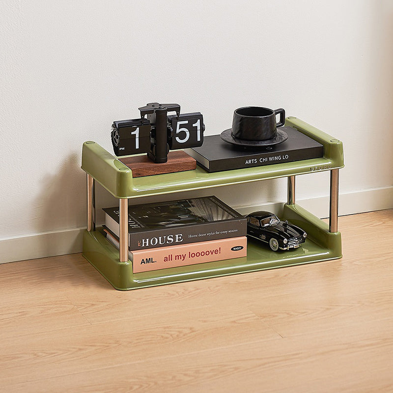 Étagère de rangement rectangulaire contemporaine en plastique PP et acier inoxydable, multicouche, à 2/3/4/5 niveaux, pour salon 
