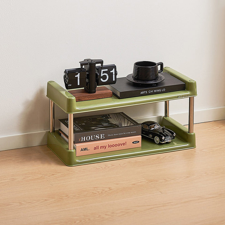 Étagère de rangement rectangulaire contemporaine en plastique PP et acier inoxydable, multicouche, à 2/3/4/5 niveaux, pour salon 