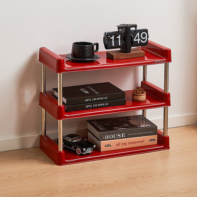 Étagère de rangement rectangulaire contemporaine en plastique PP et acier inoxydable, multicouche, à 2/3/4/5 niveaux, pour salon 