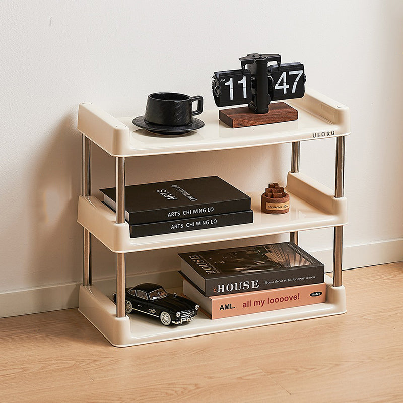 Étagère de rangement rectangulaire contemporaine en plastique PP et acier inoxydable, multicouche, à 2/3/4/5 niveaux, pour salon 