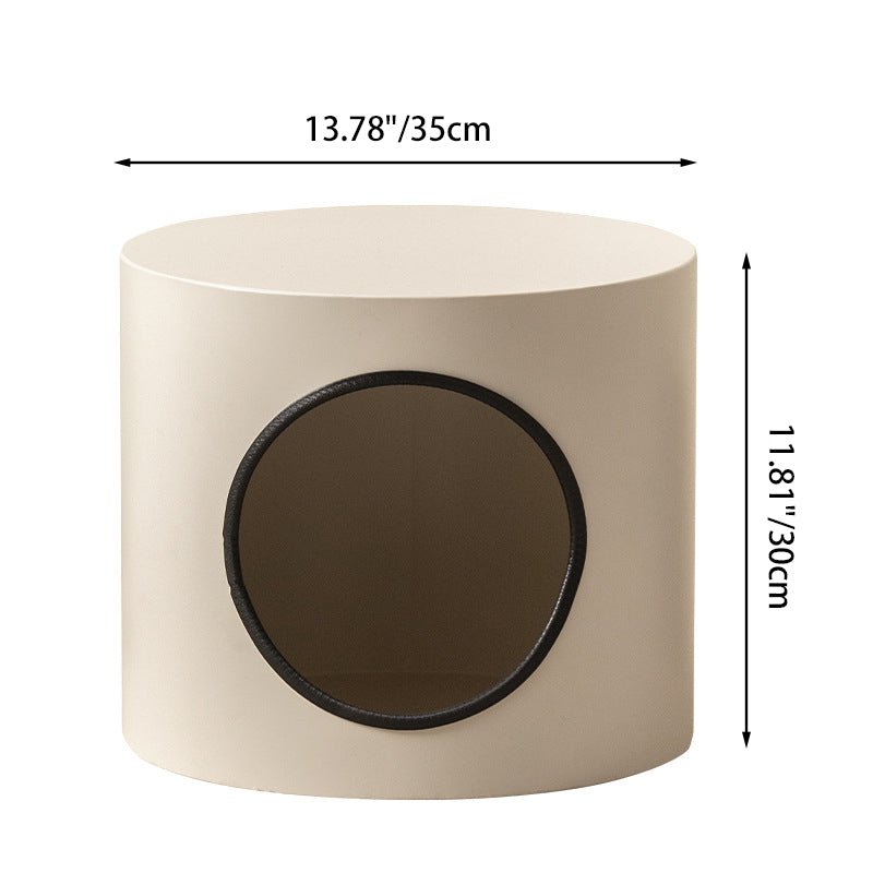 Lit pour chat cylindrique en fer semi-fermé de style minimaliste moderne, 1 ouverture, pour salon et chambre 