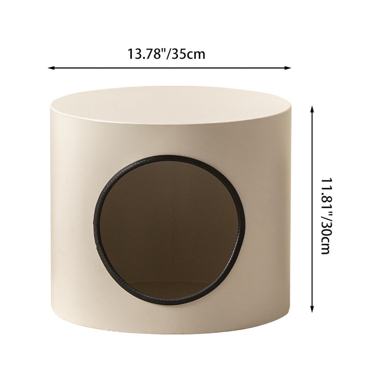 Lit pour chat cylindrique en fer semi-fermé de style minimaliste moderne, 1 ouverture, pour salon et chambre 
