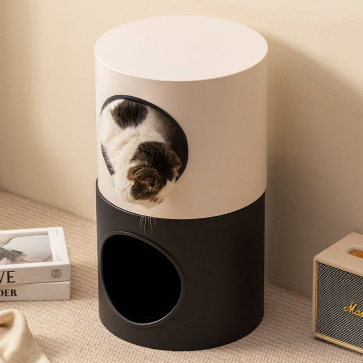 Lit pour chat cylindrique en fer semi-fermé de style minimaliste moderne, 1 ouverture, pour salon et chambre 