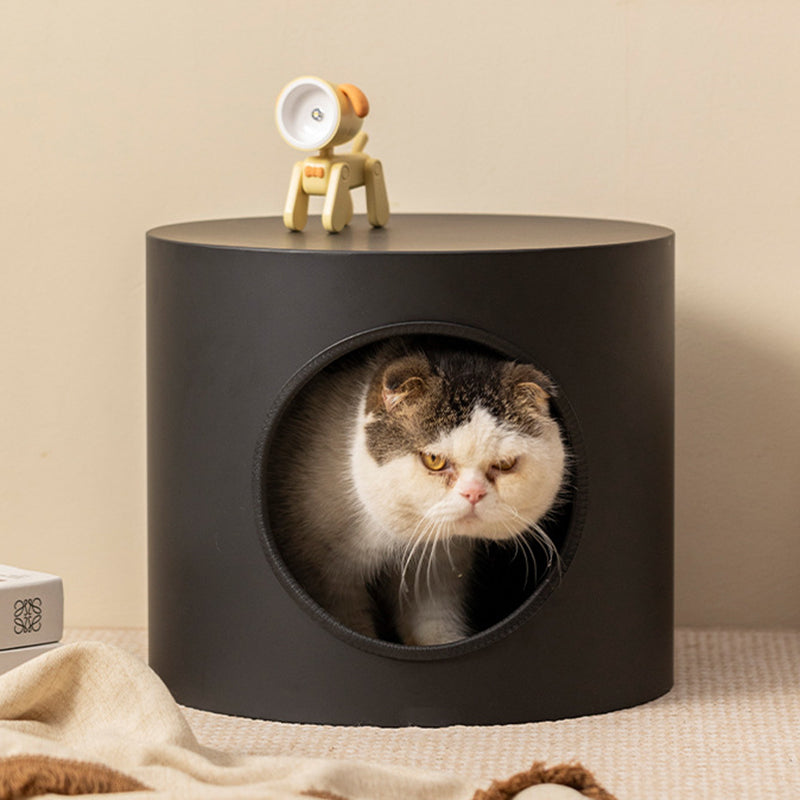 Lit pour chat cylindrique en fer semi-fermé de style minimaliste moderne, 1 ouverture, pour salon et chambre 
