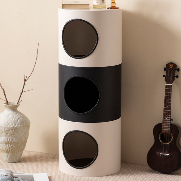 Cama para gatos cilíndrica de hierro minimalista moderna semi-cerrada 1-agujero para sala de estar y dormitorio 