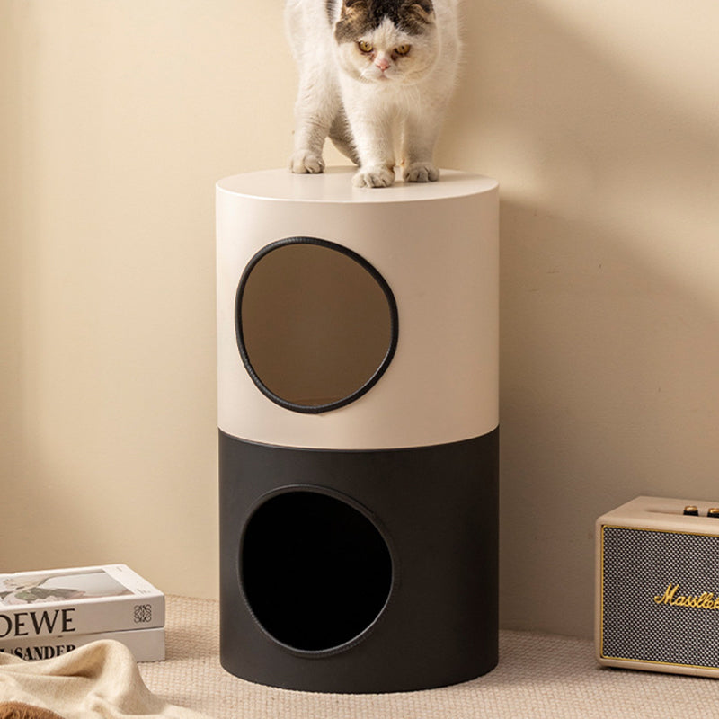 Lit pour chat cylindrique en fer semi-fermé de style minimaliste moderne, 1 ouverture, pour salon et chambre 