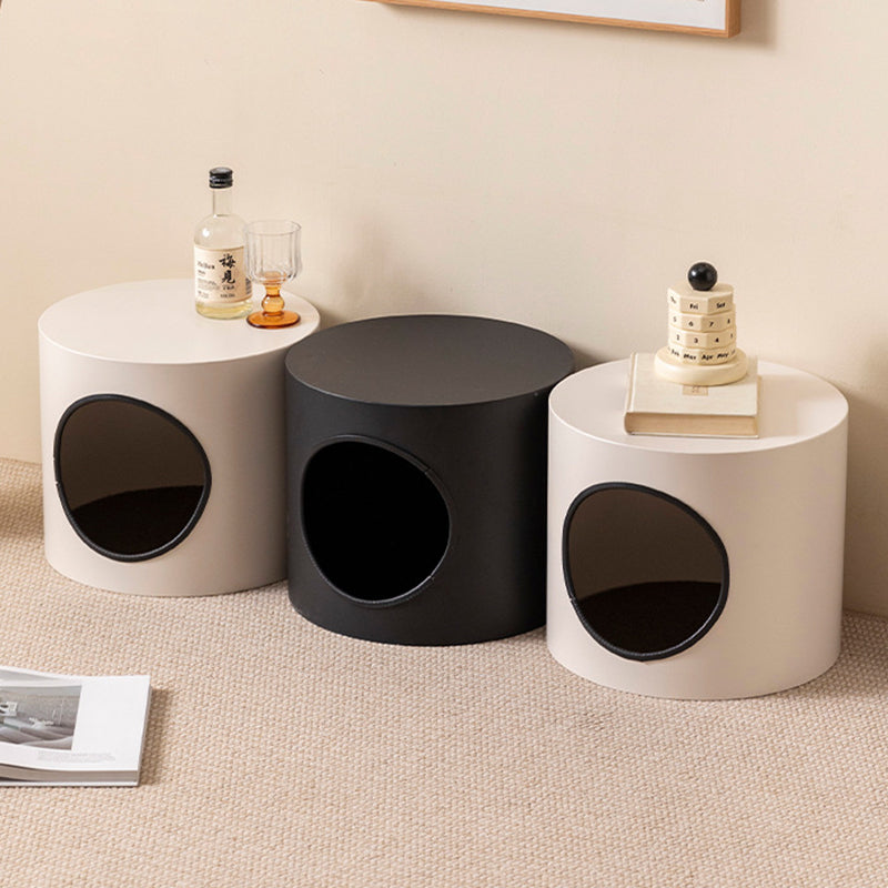 Lit pour chat cylindrique en fer semi-fermé de style minimaliste moderne, 1 ouverture, pour salon et chambre 