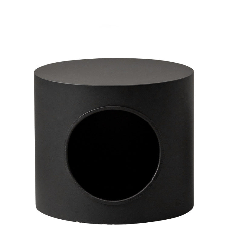 Lit pour chat cylindrique en fer semi-fermé de style minimaliste moderne, 1 ouverture, pour salon et chambre 