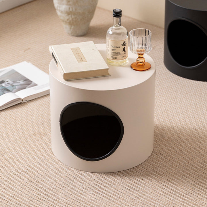 Lit pour chat cylindrique en fer semi-fermé de style minimaliste moderne, 1 ouverture, pour salon et chambre 