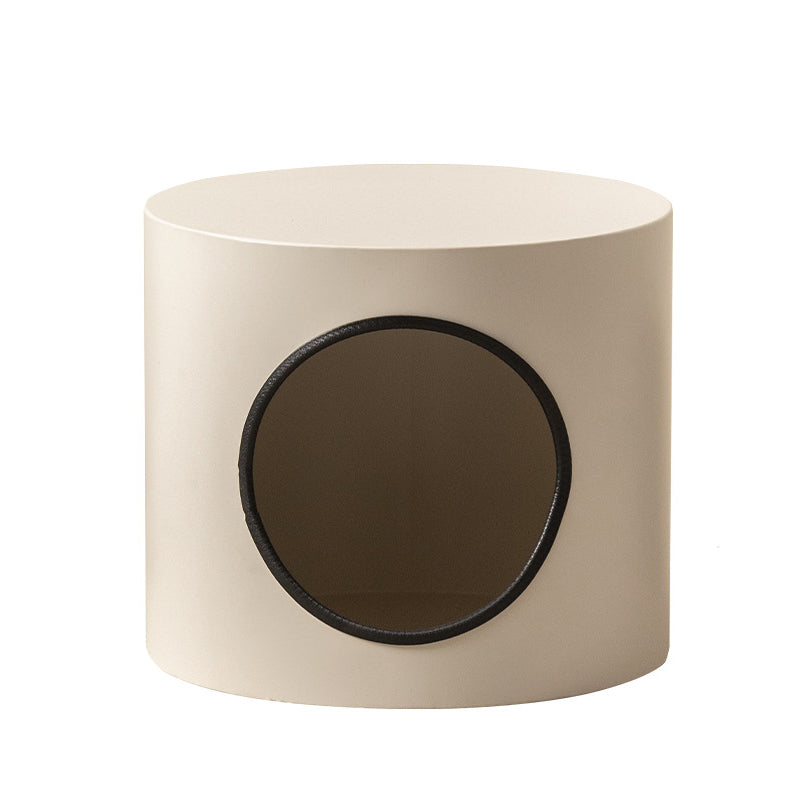Lit pour chat cylindrique en fer semi-fermé de style minimaliste moderne, 1 ouverture, pour salon et chambre 