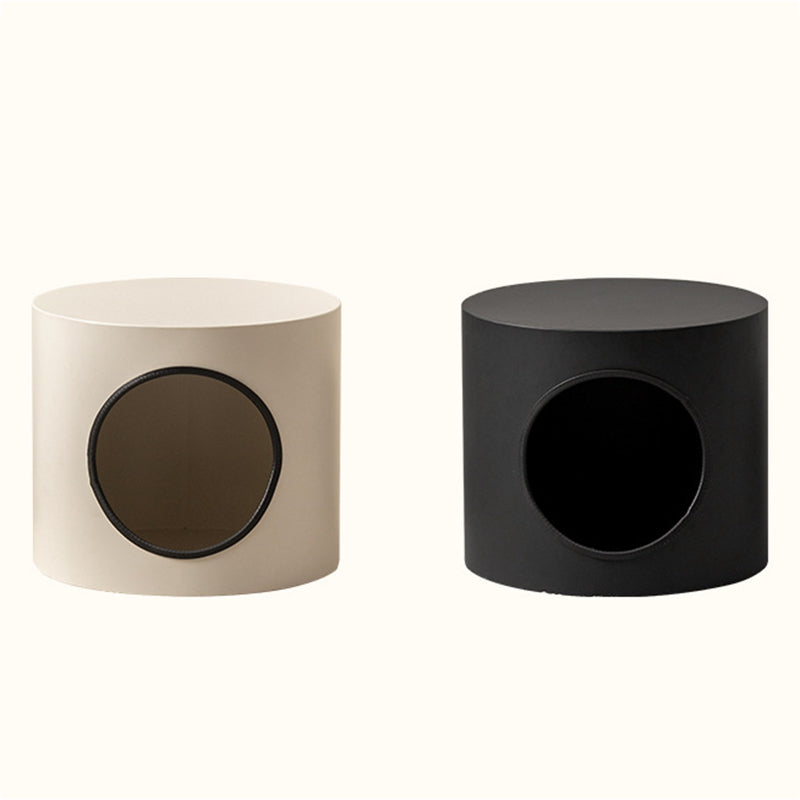Lit pour chat cylindrique en fer semi-fermé de style minimaliste moderne, 1 ouverture, pour salon et chambre 
