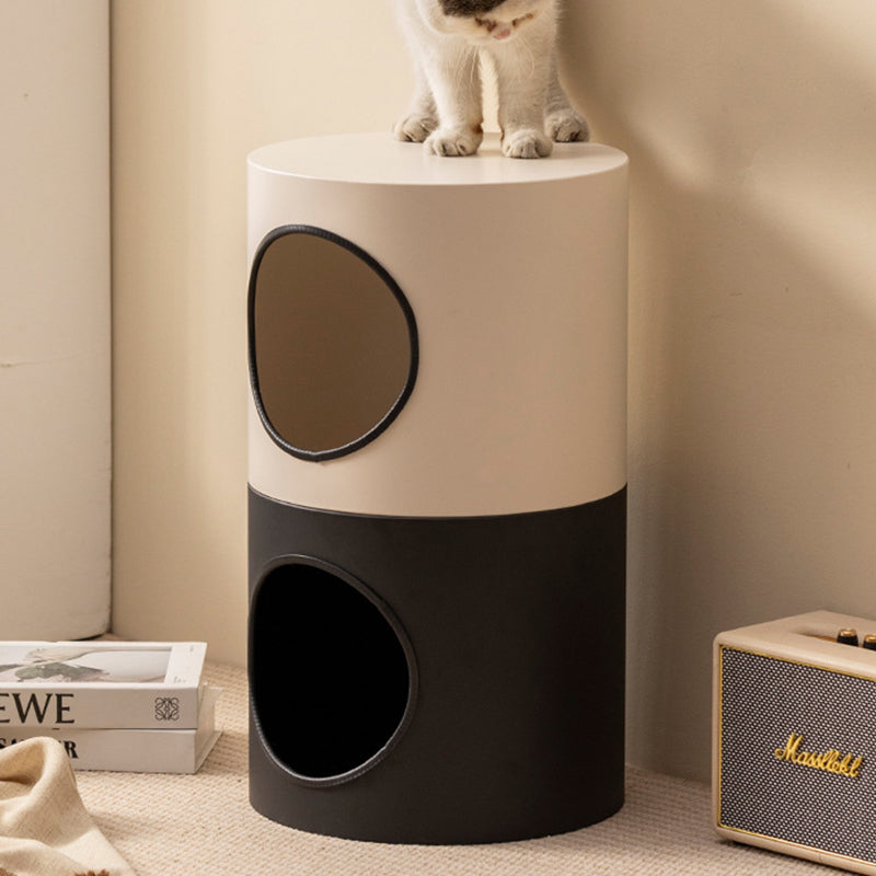 Lit pour chat cylindrique en fer semi-fermé de style minimaliste moderne, 1 ouverture, pour salon et chambre 