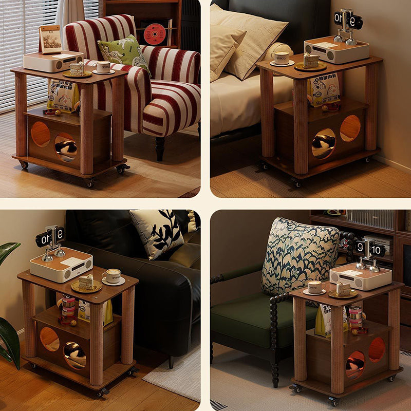 Tour contemporain Boho Cylindrique en panneau de particules Tube en carton Coton Lin Corde en sisal Tissu Arbre à chat 2 trous pour salon (Copie) 
