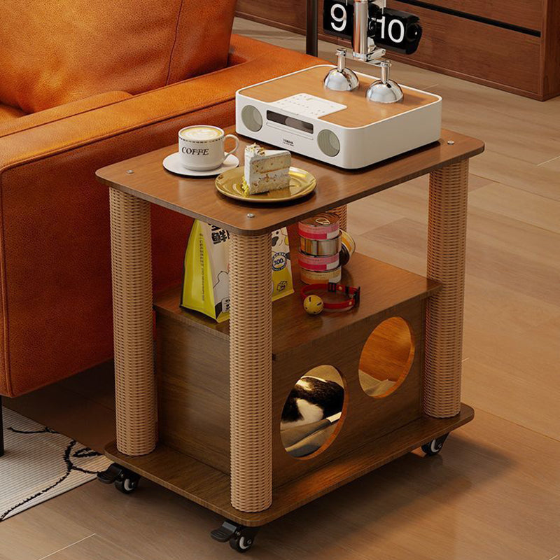 Tour contemporain Boho Cylindrique en panneau de particules Tube en carton Coton Lin Corde en sisal Tissu Arbre à chat 2 trous pour salon (Copie) 