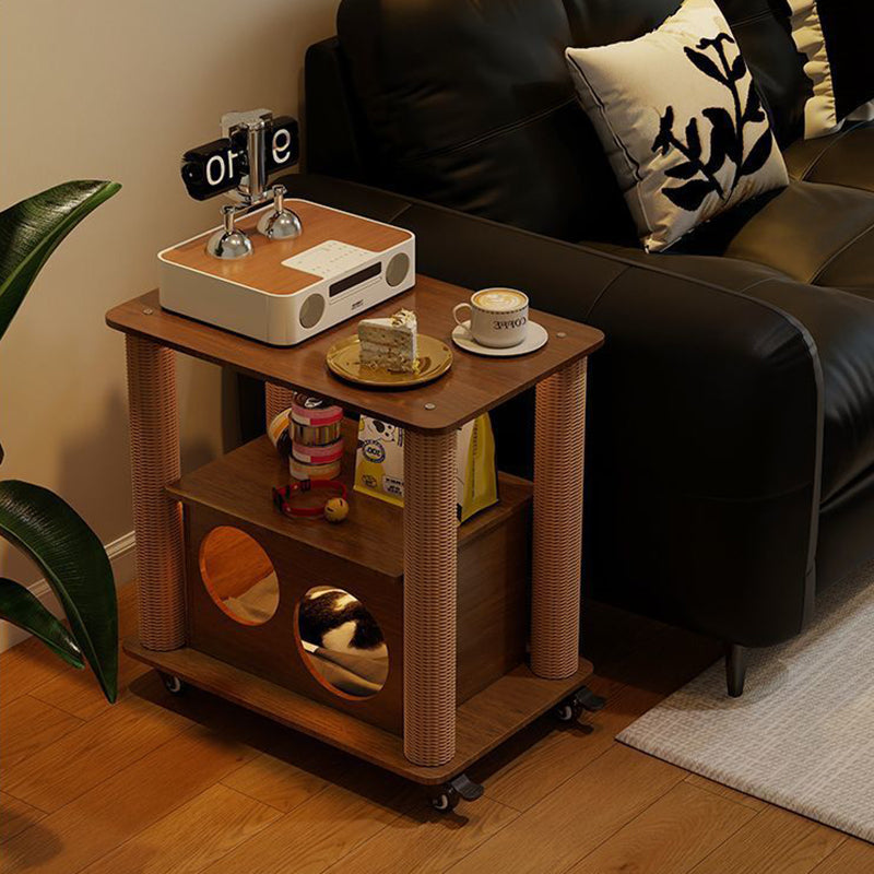 Tour contemporain Boho Cylindrique en panneau de particules Tube en carton Coton Lin Corde en sisal Tissu Arbre à chat 2 trous pour salon (Copie) 