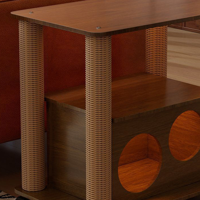 Tour contemporain Boho Cylindrique en panneau de particules Tube en carton Coton Lin Corde en sisal Tissu Arbre à chat 2 trous pour salon (Copie) 