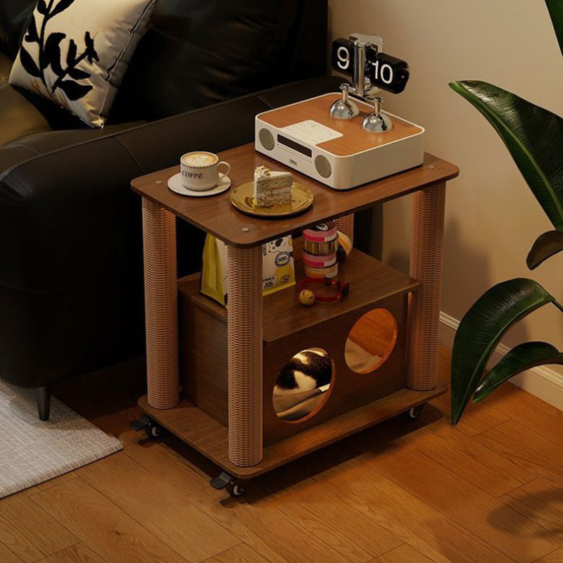 Tour contemporain Boho Cylindrique en panneau de particules Tube en carton Coton Lin Corde en sisal Tissu Arbre à chat 2 trous pour salon (Copie) 