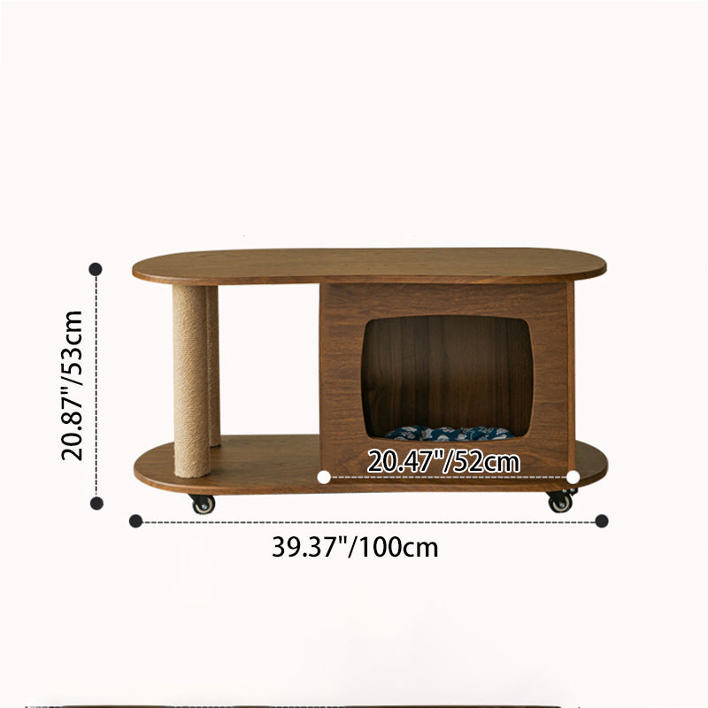 Modern Minimalist Oval MDF Paper Tube Movable End Table 1-Cabinet For Living Room