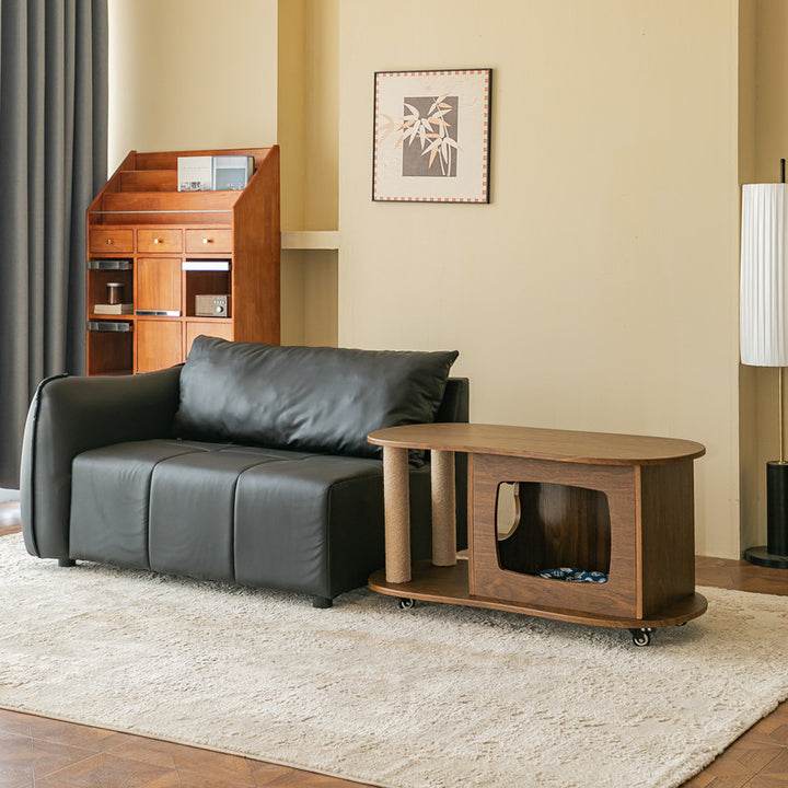 Modern Minimalist Oval MDF Paper Tube Movable End Table 1-Cabinet For Living Room