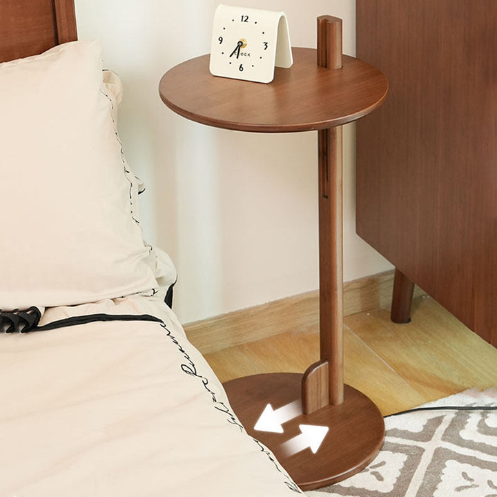 Moderner minimalistischer Halbmondform-Bambus-verstellbarer Beistelltisch 1-stufig für Wohnzimmer & Schlafzimmer 