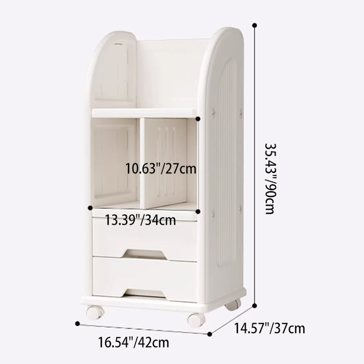 Moderner minimalistischer umweltfreundlicher HDPE-gewölbter beweglicher Aufbewahrungsregal mit 2 Schubladen für das Wohnzimmer 