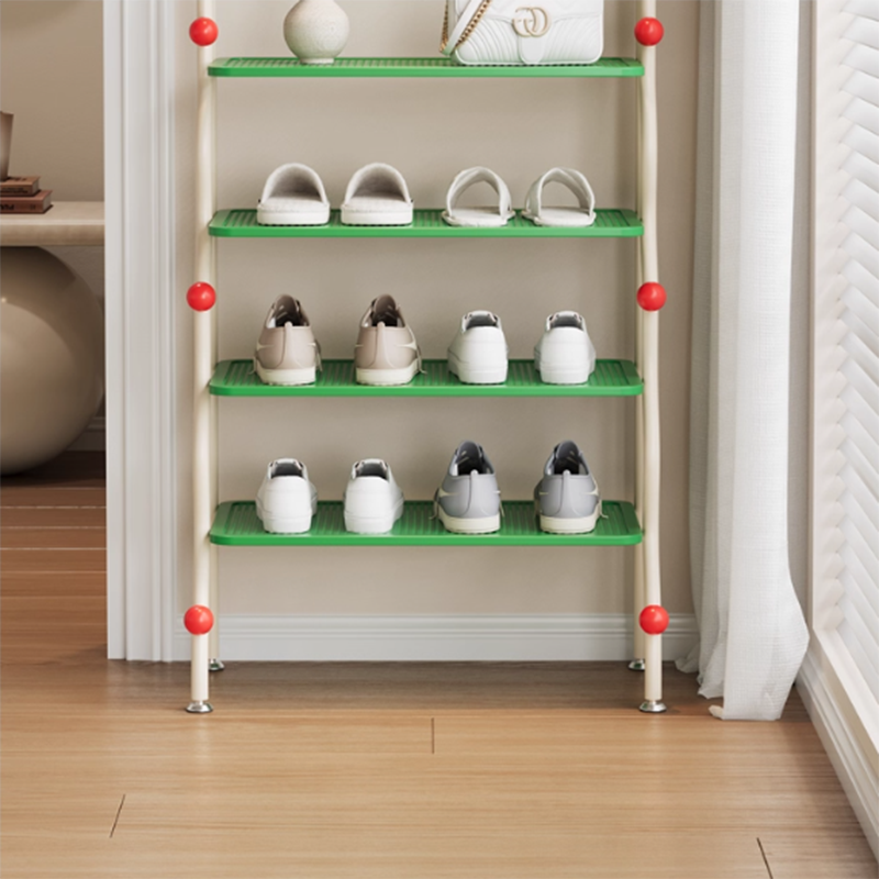 Modern Minimalist Wavy Rectangular Iron Hollow-Carved Design Shoe Storage Rack 4-Tiers For Entryway &amp; Hallway