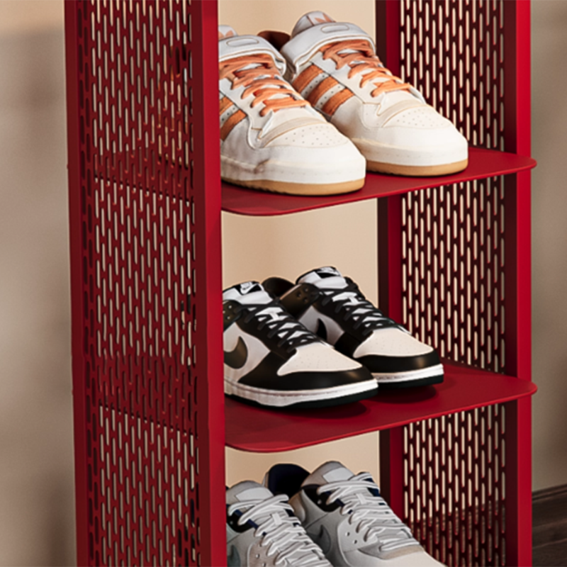 Contemporary Industrial Rectangular Anti-Corrosion &amp; Anti-Rust Carbon Steel Shoe Storage Rack 3/4-Tier For Hallway
