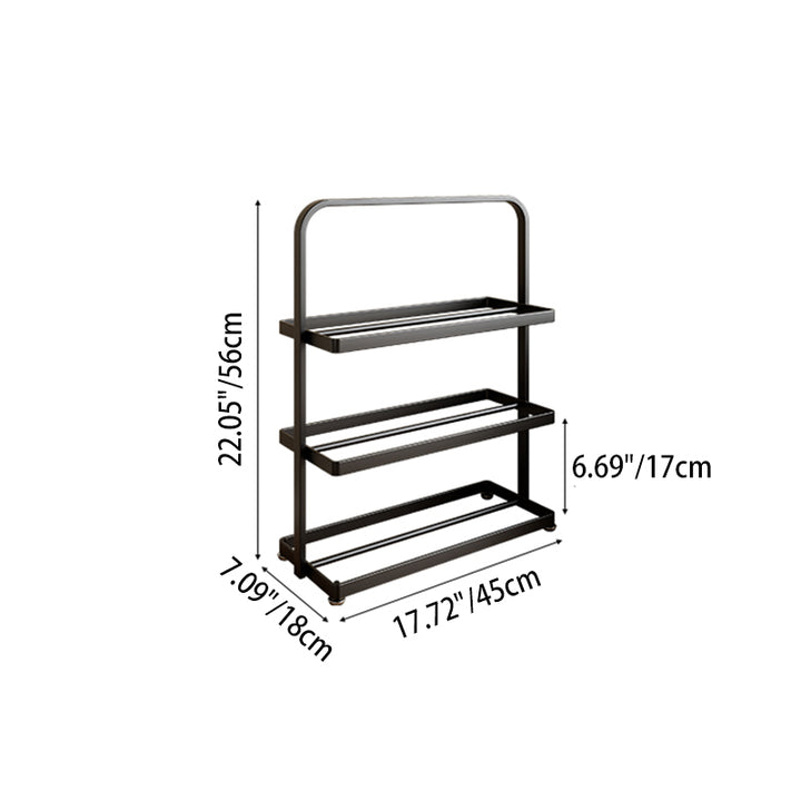 Modern Minimalist Rectangular Iron Open Storage Organizer Shoe Rack 3-Tier For Entryway