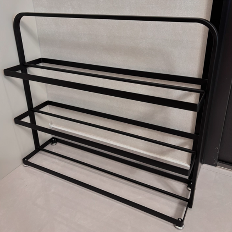Modern Minimalist Rectangular Iron Open Storage Organizer Shoe Rack 3-Tier For Entryway