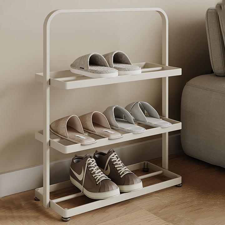Modern Minimalist Rectangular Iron Open Storage Organizer Shoe Rack 3-Tier For Entryway
